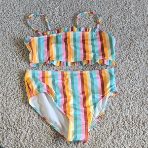 Wonder Nation Orange and Yellow Bikini Swimwear Girls 14 16 Multi Color Stripe